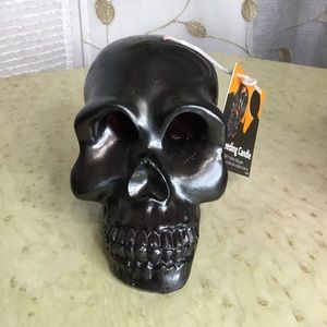 Black Bleeding Skull Candle Halloween Decor NEW! Scary Spooky Decor